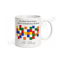 Rubik Küp Temalı Zeka Oyunu Sever Baskılı Kupa Bardak Hediye Beyaz / Çok Renkli