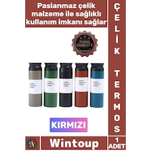 Termos Paslanmaz Sızdırmaz Vakumlu Isı Koruyucu Hediyelik Kamp Piknik Kırmızı Çelik Termos 500 Ml Çok Renkli