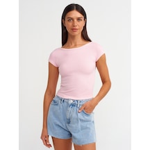Dilvin Sırt Detaylı Soluk Efektli T-shirt Pembe Açık Pembe