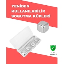 Mey İthalat Hızlı Soğutma Özellikli Paslanmaz Metal Buz Küpü Takımı Gümüş