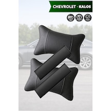 Chevrolet Kalos Uyumlu Set Lüks Deri Kemer Koruyucu Deri Yastık Siyah