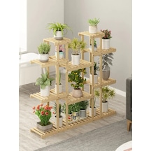 Alandekor Natural Doğal Ahşap Dekoratif Çiçeklik Saksılık Balkon Standı Şeffaf
