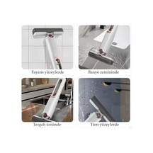 Sıkmalı Mini Mop, Beyaz Ve Kırmızı, Kompakt Temizlik Aparatı, Cam Fayans Tezgah Banyo İçin, Tek Elle Kullanım, Ergonomik Tasarım 50 x 22