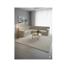 Premium Kadife Kumaş, Konforlu Yer Kanepesi ,modüler Şark Köşesi Takımı - Krem - 40 Cm- L Set