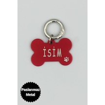 Kişiye Özel Köpek İsimli Künye- Metal- Paslanmaz, Kararmaz-köpek İsimlik-tasma Kırmızı-tek Ebat