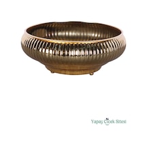 Yapay Çiçek Sitesi Metal Dekoratif Çizgili Ufo Saksı 8 Cm Altın