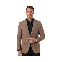 Deepsea Erkek Kahve Dokulu Desenli İtalyan Kesim Blazer Ceket Slim Fit Çift Düğme Ceket 2600817 Kahverengi
