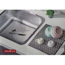 Dikdörtgen Silikon Lavabo Buzluk Matı 33x28 Cm Antrasit Renk 1 Adet Plastik Gri Tr Diğer