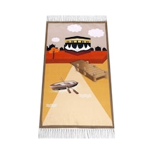 Dijital Baskılı Çocuk Seccadesi - Kayıklı Kabeli Kahverengi - 44 X 78 cm