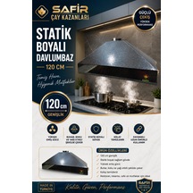 Safir Gri Statik Boyalı Davlumbaz 120 Cm Ebatlı Safir Davlumbaz 5 Ve 6 Gözlü Çay Kazanı İçin Davlumbaz