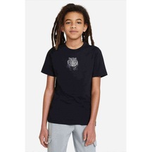 Tiger White Baskılı Unisex Çocuk Siyah T-Shirt