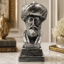 Bk Gift Gümüş Eskitme Fatih Sultan Mehmet Büstü Dekoratif Masa Üstü Biblo