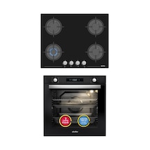 Simfer 8 Fonksiyon Siyah Multi Turbo Dijital 2'li Ankastre Set (7381 Fırın + 3653 Ocak)