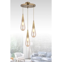 Sezgi 3'lü Sarkıt Camlı Avize 4111-m12-5y-br Eskitme