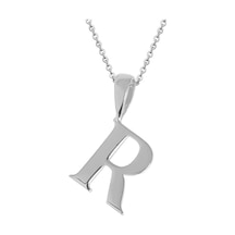 Kuyumcudukkani Zincirli Beyaz Altın Renk "r" Harfli Kolye