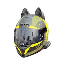 Motosiklet Kask Kedi Kulağı Siyah Büyük Boy