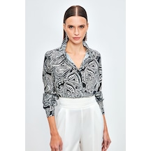 Sateen Desenli Düz Gömlek - Siyah-133997 Siyah