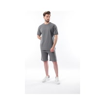 Madmext Füme Basic Erkek Şort T-shirt Takımı E7307 Füme