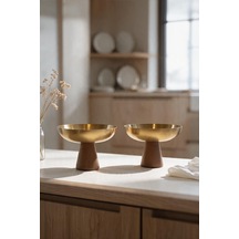 Akayev Aurea Gold 2li 12 Cm Akasya Ayaklı Dondurmalık, İkramlık,çerezlik Ve Sunumluk Çok Renkli