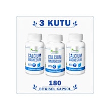 Calcium Magnesium D3 3 Kutu 180 Bitkisel Kapsül Kalsiyum Magnezyum Takviye Edici Gıda