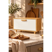 Bambu Ekmek Kutusu Ve Kapaklı Ayaklı Tezgah Üstü Ekmeklik 38 X 24 X 20 Cm Beyaz - 946073496 Beyaz