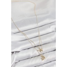 Mey İthalat Pirinç Zirkon Taşlı Yıldız Ve Ay Model Gold Renk Kadın Kolye - Özel Seri Meyeb688a1c258bf95816240beb04 altın