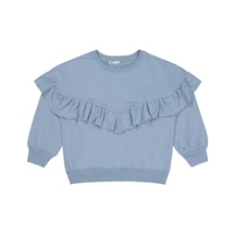 Civil Girls Roba Fırfırlı 10-13 Yaş Sweatshirt Mavi