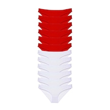 Hubrendy Tedarik 12 Adet Süper Eko Set Likralı Kadın Slip Külot Kırmızı Beyaz Çok Renkli