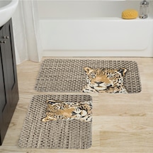 Rovigo Home Baskılı Kaymaz Taban 2'Li Banyo Paspas Takım Rvg5001-100x60-60x50 Çok Renkli