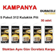 Duracell 312 Numara Pil Kulak İçi Işitme Cihazı Pili 5 Paket-Topl