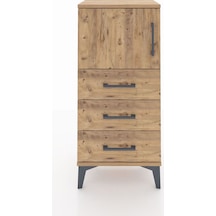 Arges Komodin Tek Raflı 3 Çekmeceli Tek Kapaklı 44x30x96 Çam-çam Çam