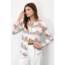 Sateen Desenli Klasik Gömlek - Mocha-137019 Kahverengi