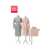 Özdilek Camellia Gri Pembe Banyo Paspas Hediyeli Happy Set Aile B Pembe