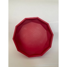 Kırmızı Köşeli Kase - Dekoratif Kase 15 Cm 3d Baskıdır- Sağlamdır