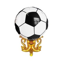 Futbol Topu Ve Kupa Şeklinde Folyo Balon 76,5x51 Cm Gold Siyah Şampiyonluk Balonu Siyah - Beyaz