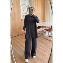 Ka Hijab Kolu Tüllü Merserize Takım - Füme
