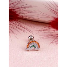 Tragus Piercing Çelik Paslanmaz Gökkuşağı Detaylı Gümüş - 647562110 Gümüş