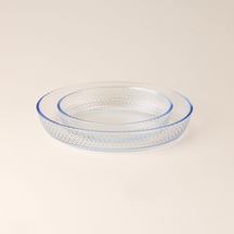 Kitchen Junto 2'li Petek Desenli Oval Fırın Kabı Seti - Şeffaf Çok Renkli