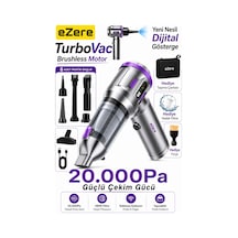 Ezere Turbovac 20000pa Güçlü Dijital Göstergeli Vakumlu Kablosuz Üflemeli Mini Araç Süpürgesi- 5775
