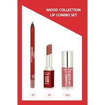 Mood Lip Combo Set - Dudak Kalemi No:03 - Matte Ruj No:03 -dudak Parlatıcısı No:252 00