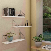 Roomiehome Duvar Rafı Kitaplık Mutfak Banyo Yaşam Alanı 3 Lü Set 15X40 Cm