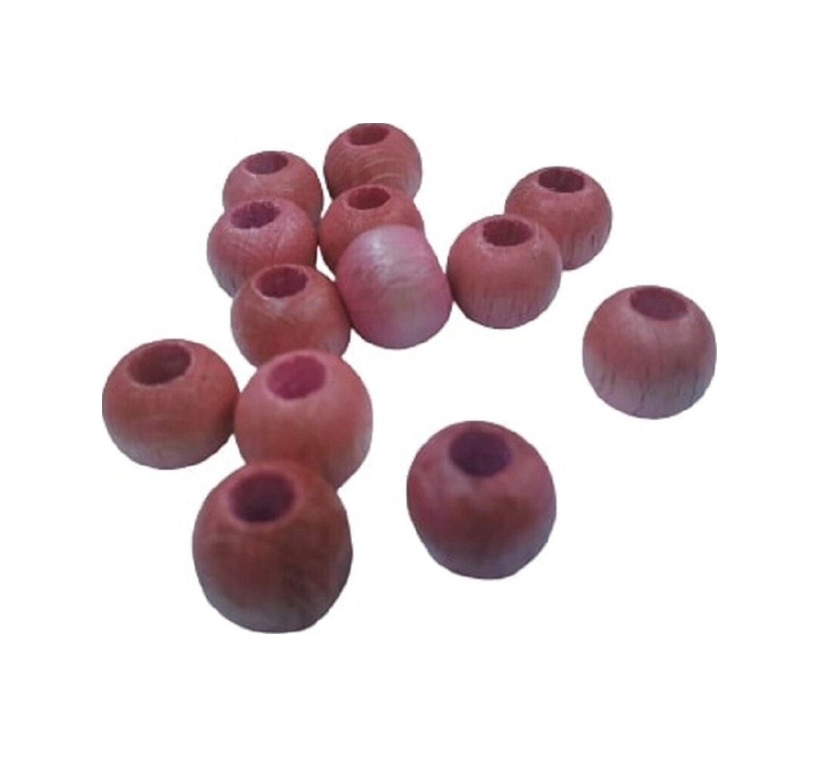 10 Mm Pembe Renkte Ahşap Boncuk - 100 Gram 250-300 Adet