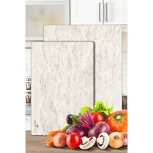 2'li Cam Kesme Tahtası Ve Sunumluk Decomar Mermer Desenli 20 X 30 Cm Ve 25 X 35 Cm Çok Renkli