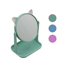 6 İnç - 15cm Yuvarlak Kulaklı Makyaj Aynası Renkli Plastik Takılık Sepetli 12x15.5cm 5365 Çok Renkli