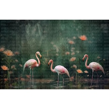 Suluboya Üç Flamingo Poster Duvar Kağıdı Renkli
