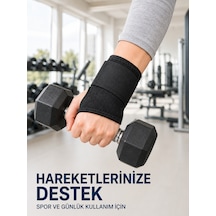 Başparmak Geçişli El Bilek Desteği Ayarlanabilir Cırtlı Bileklik Bandajı Siyah - Lisinya
