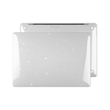 Novstrap Apple Macbook Air 15 İnç A2941 İle Uyumlu Kristal Parlak Simli Kılıf Sert Glitter Şeffaf