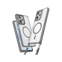 Redmi Note 12 Pro 5g Uyumlu Manyetik Magsafe Destekli Askı Aparatlı Darbe Emici Kılıf Gri