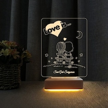 Sevgili Hediyesi Love Is Tasarım 3D Led Gece Lambası Aşk Lambası