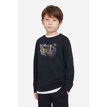 Tshirthane Sting Wrestler 2 Baskılı Unisex Çocuk Siyah Sweatshirt Siyah